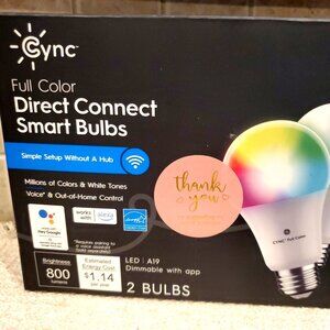 *2 PACK* Cync By GE Full Color Direct Connect Smart LED Bulbs Dimmable with app